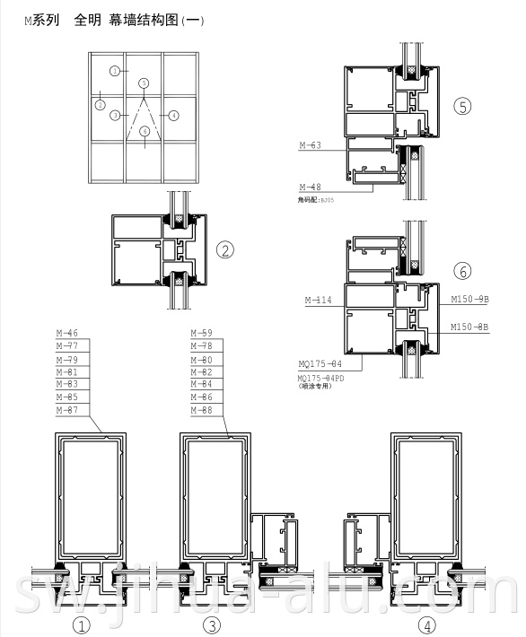 Commercial Buildings Exposed Aluminum Frame Profile Stick Glass Curtain Walls